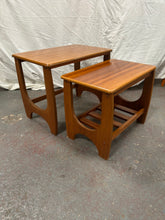 Load image into Gallery viewer, vintage mid-century modern wooden nest of tables
