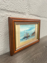 Load image into Gallery viewer, Vintage framed oil painting of a water front scene
