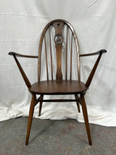 Load image into Gallery viewer, Vintage Ercol swan Windsor black carver chair
