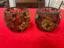 Load image into Gallery viewer, set of 11 handcrafted mosaic glass tealight/votive candle holders
