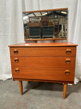 Load image into Gallery viewer, Vintage Schreiber teak chest of drawers with mirror
