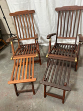 Load image into Gallery viewer, Teak steamer chairs
