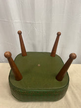 Load image into Gallery viewer, vintage mid-century green vinyl/faux leather footstool
