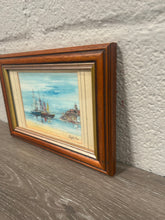 Load image into Gallery viewer, Vintage framed oil painting of a water front scene
