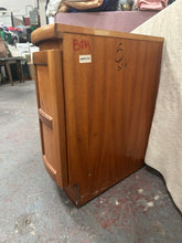 Load image into Gallery viewer, Mid-century teak Nathan bowfront corner cabinet
