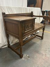 Load image into Gallery viewer, vintage old charm oak telephone table
