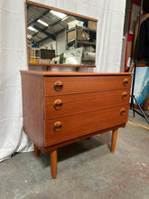 Load image into Gallery viewer, Vintage Schreiber teak chest of drawers with mirror
