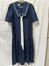 Load image into Gallery viewer, vintage 1980's Laura Ashely Navy Blue Dress
