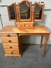 Load image into Gallery viewer, Pine dressing table &amp; mirror
