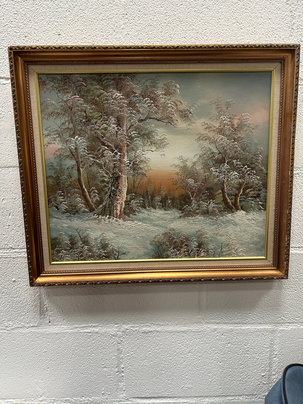 Winter forest painting