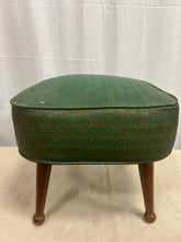 Load image into Gallery viewer, vintage mid-century green vinyl/faux leather footstool
