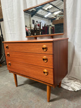 Load image into Gallery viewer, Vintage Schreiber teak chest of drawers with mirror
