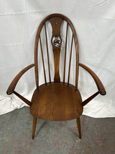 Load image into Gallery viewer, Vintage Ercol swan Windsor black carver chair
